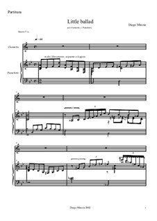 Little ballad: For clarinet and piano. Easy jazz – Full score + detached part by Diego Minoia