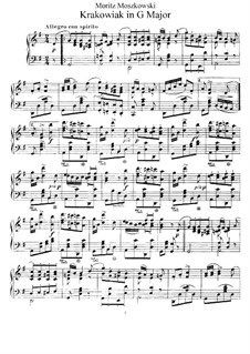 Четыре польских народных танца, Op.55: No.4 Краковяк, для фортепиано by Мориц Мошковский