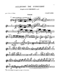 Концерт для скрипки с оркестром No.3 си минор, Op.61: Версия для скрипки и фортепиано by Камиль Сен-Санс