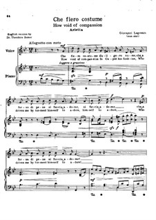 Che fiero costume: Version for voice and piano (G Minor) by Джованни Легренци