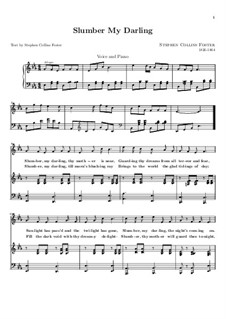 Slumber My Darling: Для голоса и фортепиано by Стефен Фостер