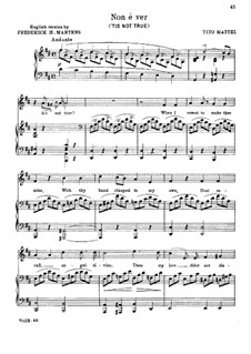 'Tis not True: Для голоса и фортепиано by Тито Маттеи