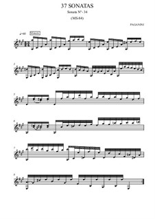 Тридцать семь сонат для гитары, MS 84: Соната No.34 by Никколо Паганини