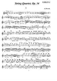 Струнный квартет No.9 ре минор, B.75 Op.34: Партии by Антонин Дворжак