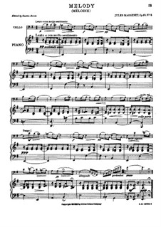 10 пьес, Op.10: No.5 Mélodie (Élégie), for cello and piano by Жюль Массне