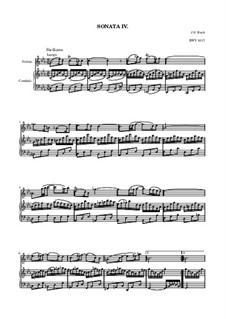 Соната для скрипки и клавесина No.4 до минор, BWV 1017: Партитура by Иоганн Себастьян Бах