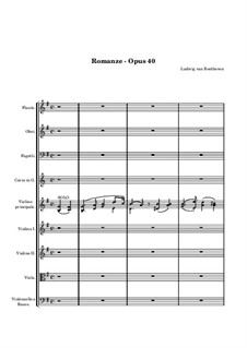 Романс для скрипки с оркестром No.1 соль мажор, Op.40: Партитура by Людвиг ван Бетховен