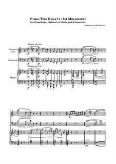 Трио для кларнета, виолончели и фортепиано No.4 'Gassenhauer', Op.11: Часть I by Людвиг ван Бетховен