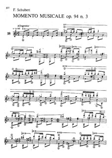 Шесть музыкальных моментов, D.780 Op.94: Музыкальный момент No.3, для гитары by Франц Шуберт