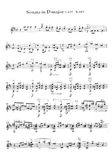 Соната No.418 ре мажор, K.443 L.418 P.376: Для гитары by Доменико Скарлатти