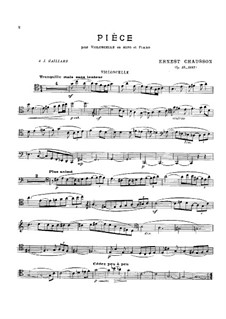 Пьеса для виолончели (или альта) и фортепиано, Op.39: Партитура, партии соло by Эрнест Шоссон