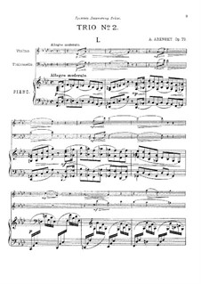 Фортепианное трио No.2 ля-бемоль мажор, Op.73: Партитура, Партии by Антон Аренский