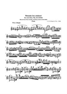 Соната для флейты ля минор, H 562 Wq 132: Для одного исполнителя by Карл Филипп Эммануил Бах