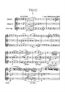 Трио для двух гобоев и английского рожка, Op.87: Партитура by Людвиг ван Бетховен