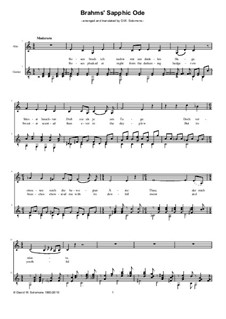 Пять песен, Op.94: No.4 Sapphic Ode, for alto (or baritone) and guitar by Иоганнес Брамс