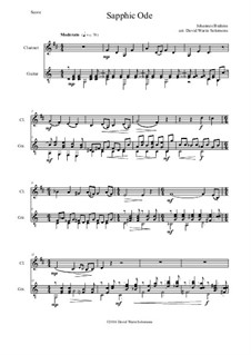Пять песен, Op.94: No.4 Sapphic Ode, for clarinet and guitar by Иоганнес Брамс