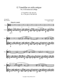 12 Tonadillas en estilo antiguo. No.6 El mirar de la Maja: For viola and guitar by Энрике Гранадос