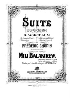 Сюита для оркестра: Аранжировка для фортепиано в 4 руки – партии by Милий Балакирев