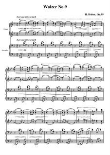 Вальсы для фортепиано в четыре руки, Op.59: No.9 си-бемоль мажор by Ханс Хубер