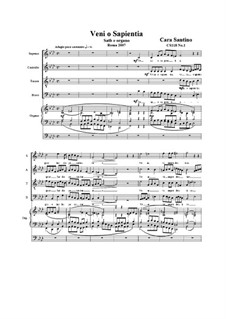 Veni o sapientia. SATB and organ, CS118 No.1: Veni o sapientia. SATB and organ by Santino Cara