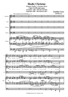 Hodie Christus natus est (Christmas) Choir SATB and organ, CS198 No.1: Hodie Christus natus est (Christmas) Choir SATB and organ by Santino Cara