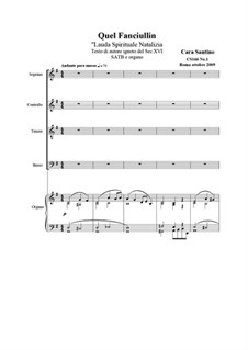 Quel Fanciullin. SATB and organ, CS166 No.1: Quel Fanciullin. SATB and organ by Santino Cara