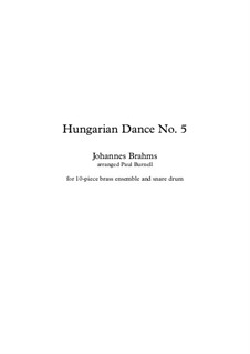 Танец No.5 фа-диез минор: For 10-piece brass ensemble and snare drum by Иоганнес Брамс