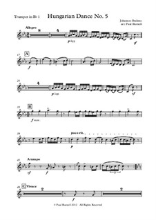 Танец No.5 фа-диез минор: For 10-piece brass ensemble and snare drum - parts by Иоганнес Брамс