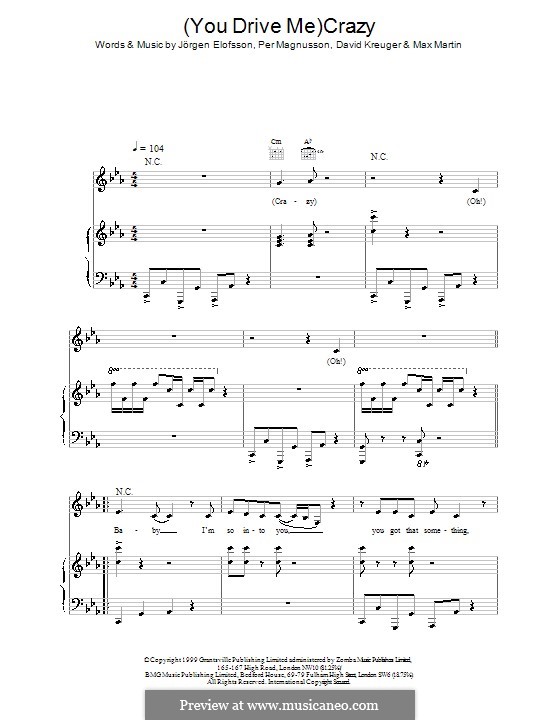 (You Drive Me) Crazy (Britney Spears): Для голоса и фортепиано (или гитары) by David Kreuger, Jörgen Kjell Elofsson, Max Martin, Per Magnusson