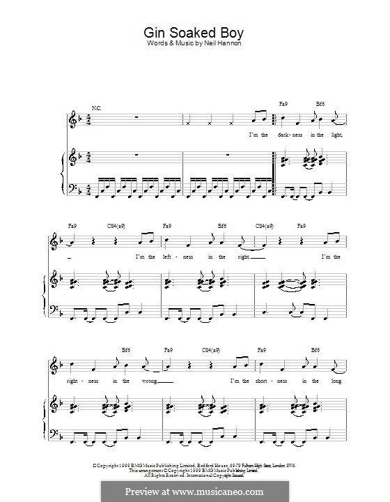 Gin Soaked Boy (The Divine Comedy): Для голоса и фортепиано (или гитары) by Neil Hannon