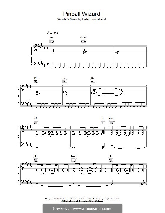 P. Townshend Pinball Wizard (The Who) ноты на MusicaNeo