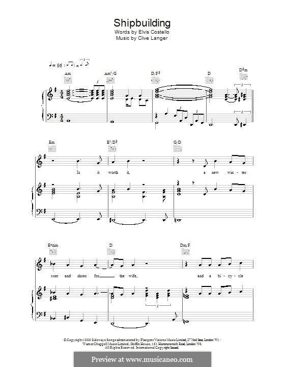 Shipbuilding: Для голоса и фортепиано (или гитары) by Elvis Costello