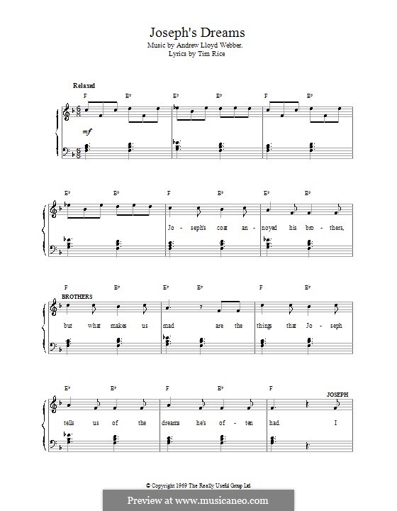 Joseph's Dreams: Для голоса и фортепиано by Andrew Lloyd Webber