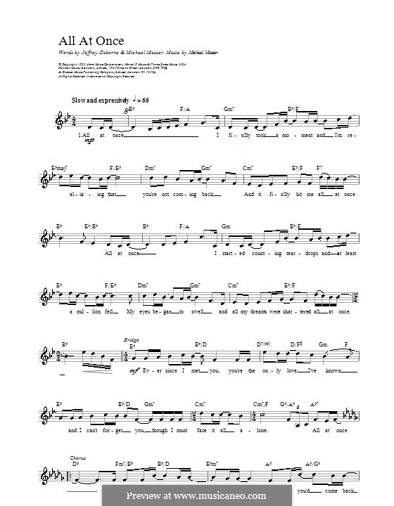 All at Once: Мелодия, текст и аккорды by Michael Masser