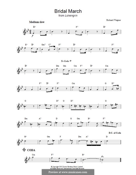Bridal Chorus (Printable Scores): Мелодическая линия by Рихард Вагнер
