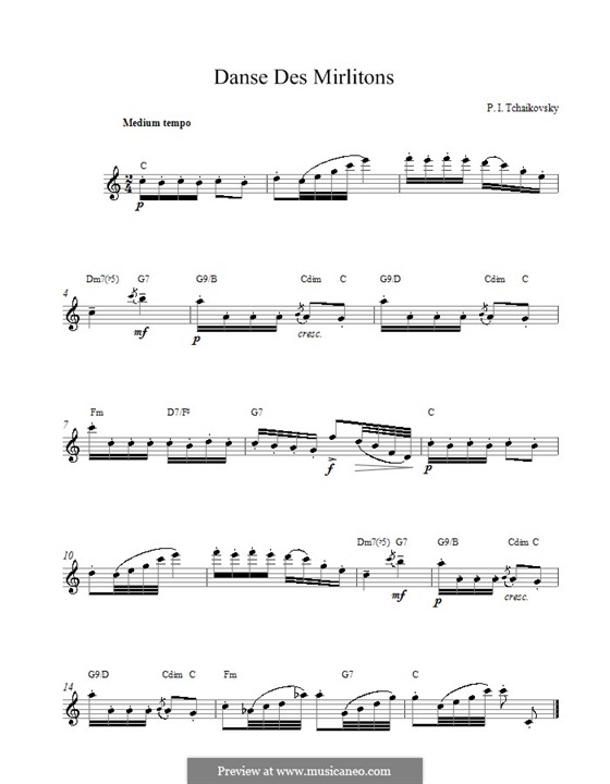 No.7 Танец пастушков: Мелодия и аккорды by Петр Чайковский