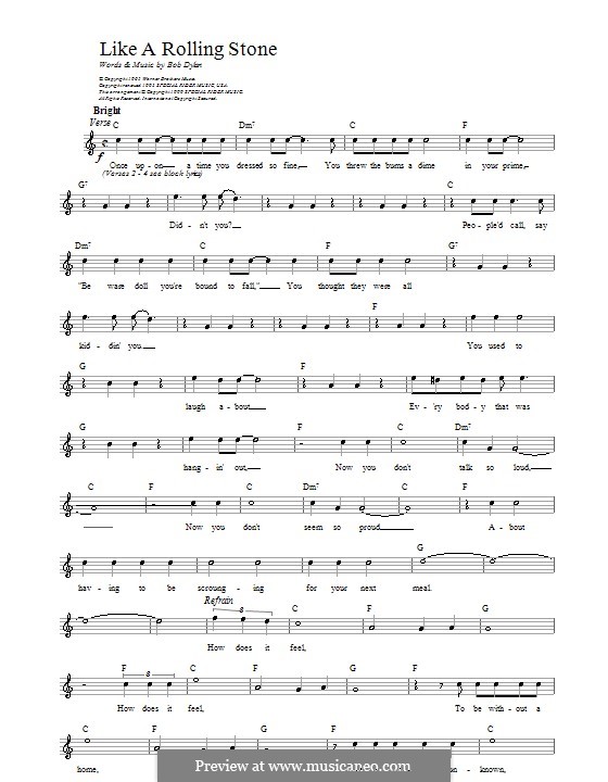 Like a Rolling Stone: Мелодия, текст и аккорды by Bob Dylan