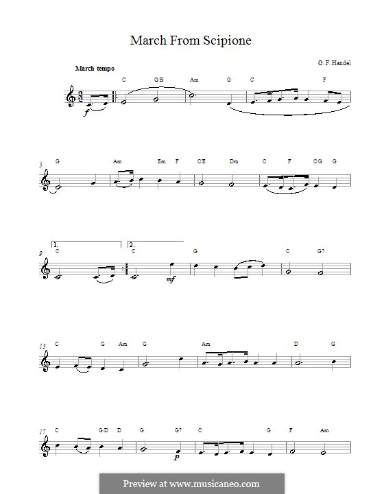 Scipione, HWV 20: March, melody line by Георг Фридрих Гендель