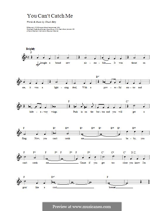 You Can't Catch Me: Мелодия, текст и аккорды by Chuck Berry