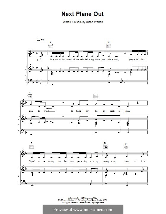 Next Plane Out (Celine Dion): Для голоса и фортепиано (или гитары) by Diane Warren