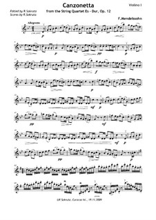 Струнный квартет No.1 ми-бемоль мажор, Op.12: Часть II – паритя скрипки by Феликс Мендельсон-Бартольди