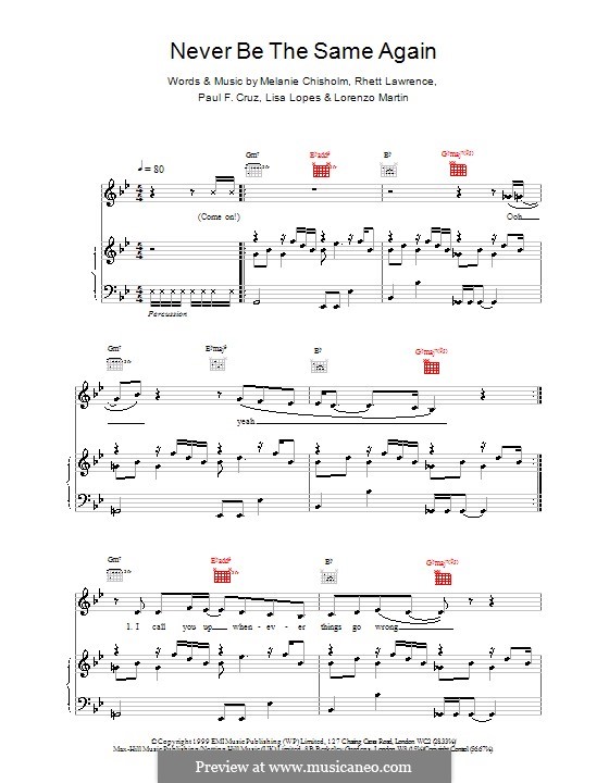 Never Be the Same Again: Для голоса и фортепиано (или гитары) by Melanie C