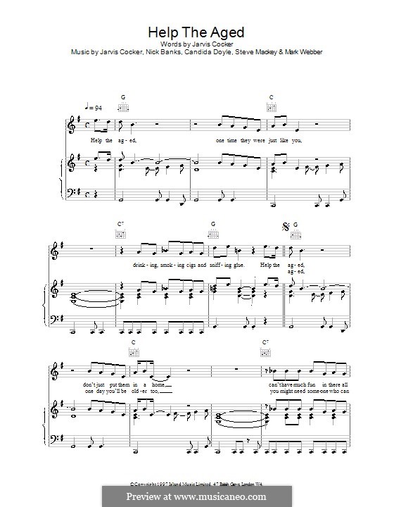 Help the Aged (Pulp): Для голоса и фортепиано (или гитары) by Jarvis Cocker