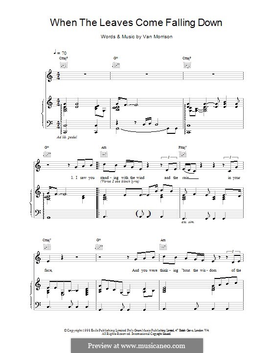 When the Leaves Come Falling Down: Для голоса и фортепиано (или гитары) by Van Morrison