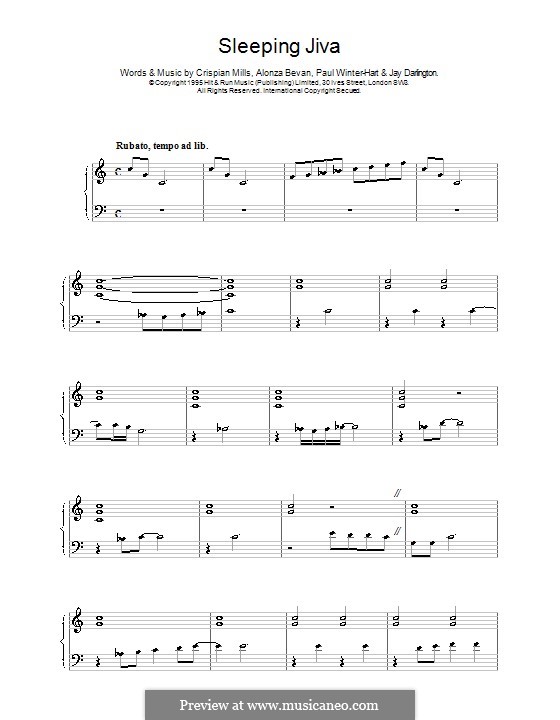 Sleeping Jiva (Kula Shaker): Для голоса и фортепиано (или гитары) by Alonza Bevan, Crispian Mills, Jay Darlington, Paul Winter-Hart