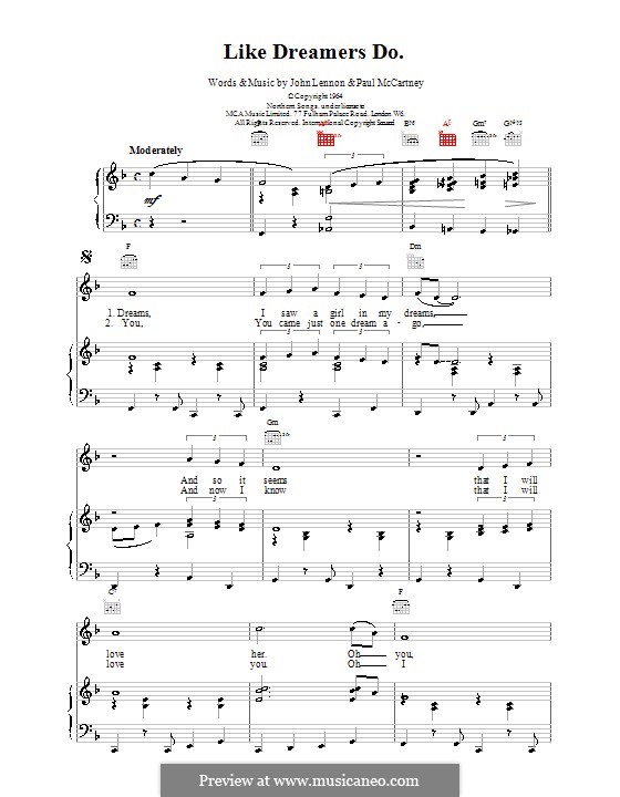 Like Dreamers Do (The Beatles): Для голоса и фортепиано (или гитары) by John Lennon, Paul McCartney