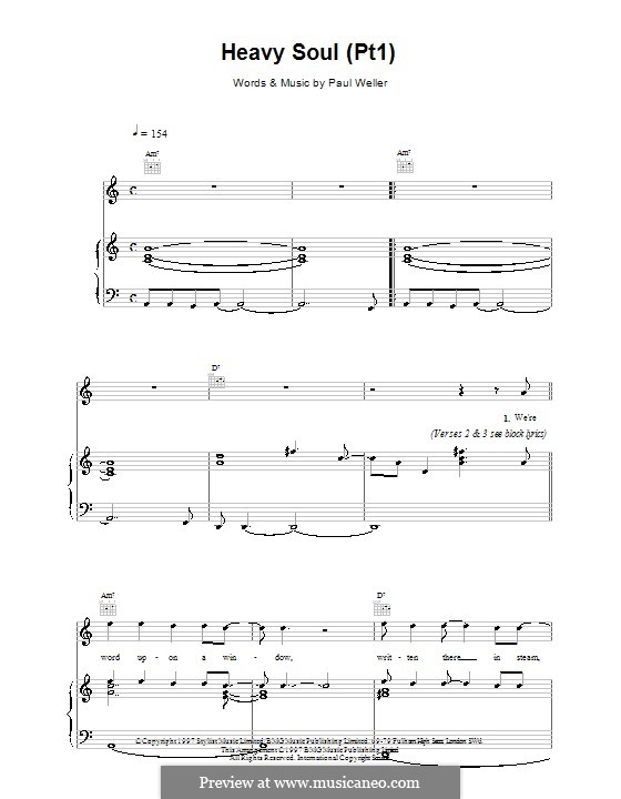 Heavy Soul: Part I, for voice and piano (or guitar) by Paul Weller