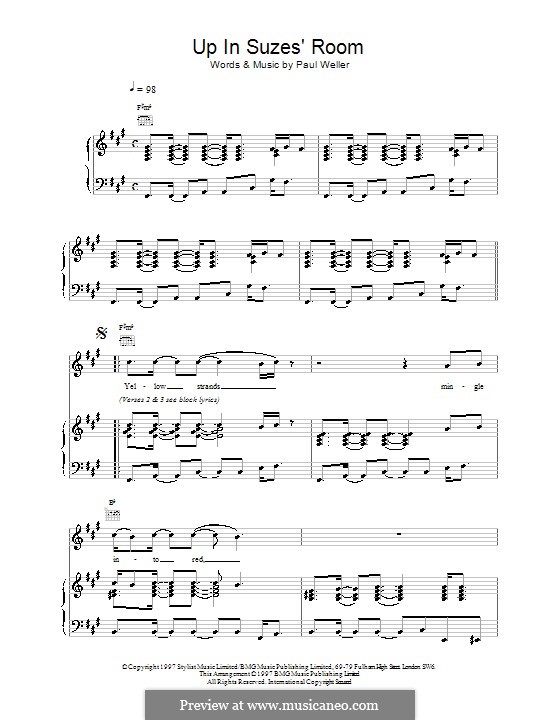 Up in Suzes' Room: Для голоса и фортепиано (или гитары) by Paul Weller