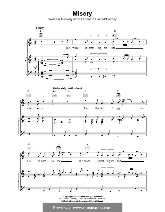 Misery (The Beatles): Для голоса и фортепиано (или гитары) by John Lennon, Paul McCartney