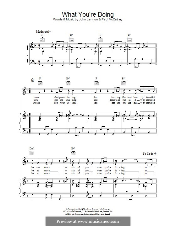What You're Doing (The Beatles): Для голоса и фортепиано (или гитары) by John Lennon, Paul McCartney